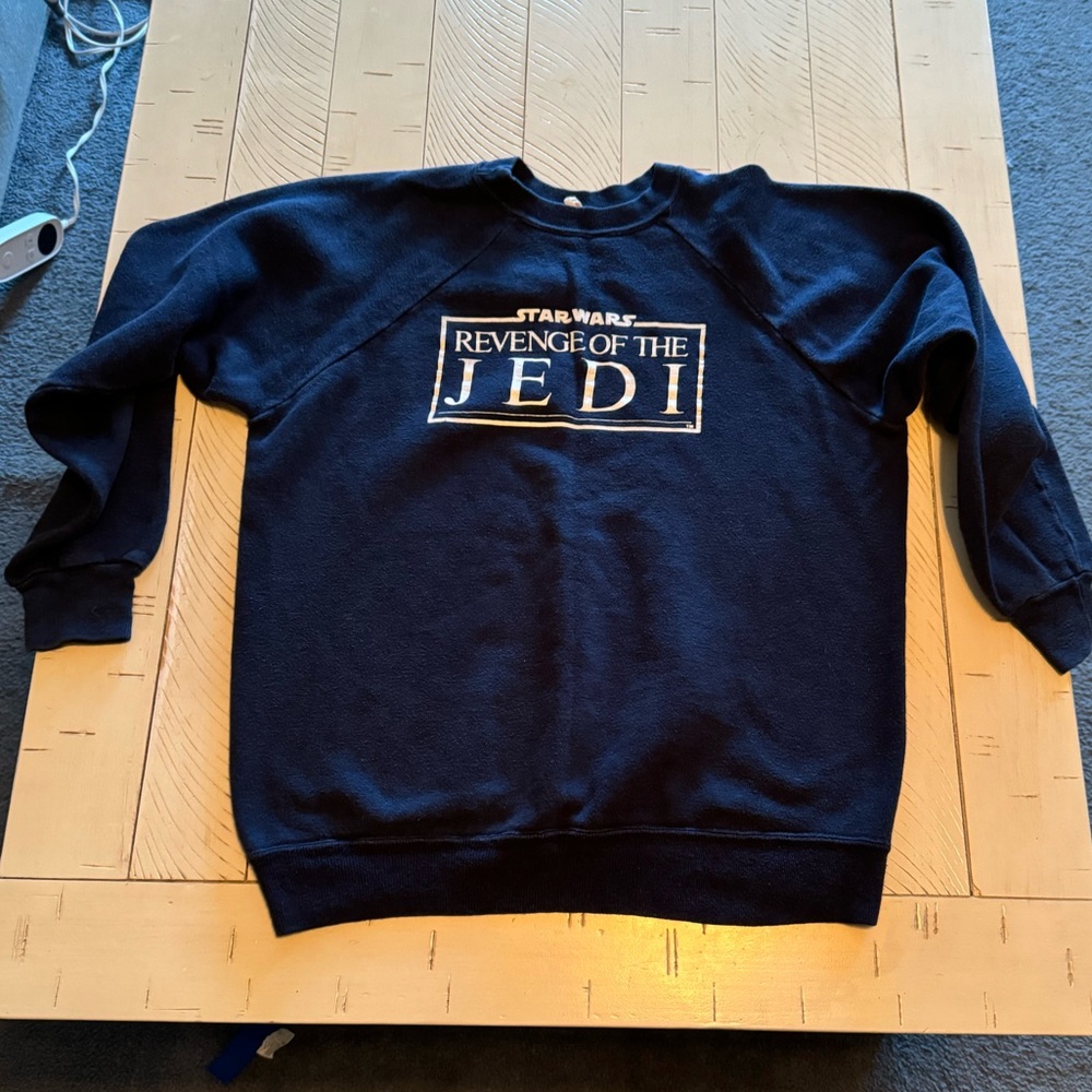 Revenge of the Jedi 1980s Navy Sweatshirt, Well-Loved (please read description)